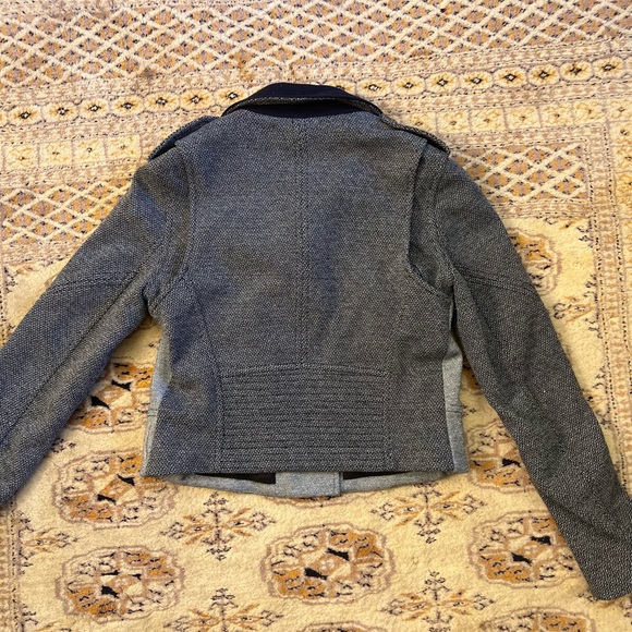 BNWOT Theory Adashi K Wool Moto Jacket in Black/White/Navy (Sz M) (REVOLVE,$265) - Picture 12 of 14